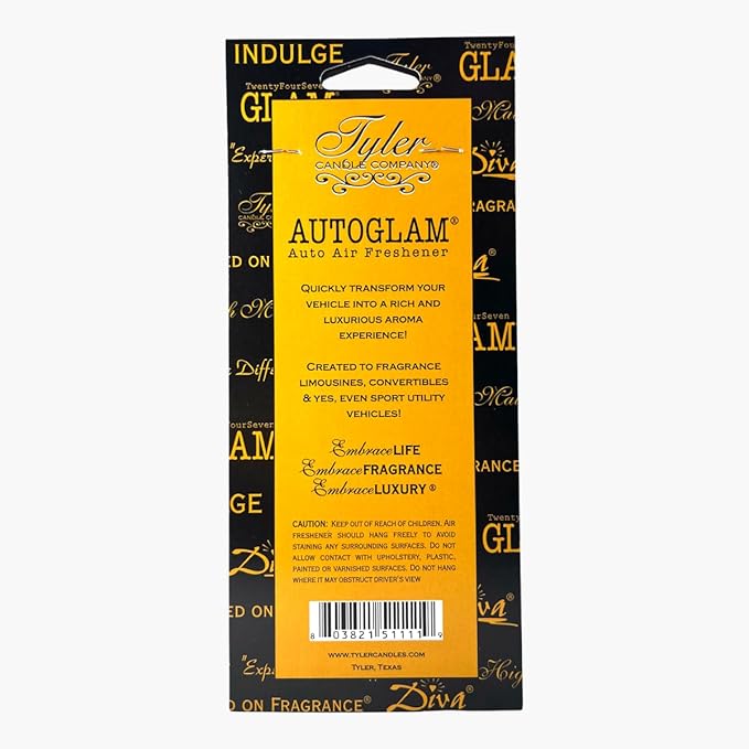 Tyler Candle Company Diva AutoGlam Auto Air Fresheners – Set of 6 – Long-Lasting Luxury Car Air Freshener – Warm Fruity Flora