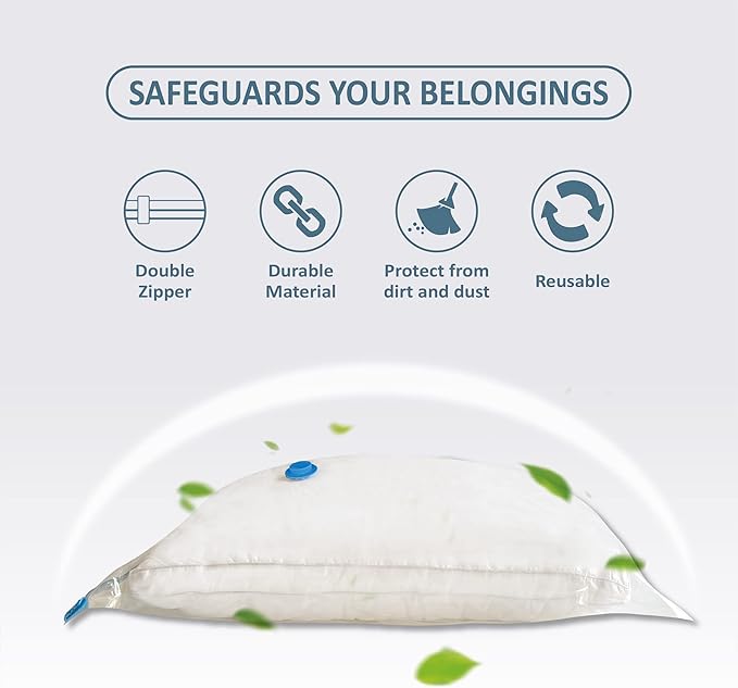 Roomimaster Vacuum Storage Bags, Vacuum Seal Space Saver Bags for Clothing, Travel Lugggage, Carry-on, Blankets, Comforters, 