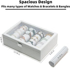 Bracelets Organizer Rods Bangles Display Holder, Clear See through Lid Leather Velvet Jewelry Storage Box Case for Women, 4 R