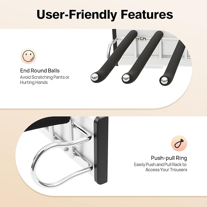 Pull Out Trousers Rack 9 Arms Closet Pants Hanger Bar Stainless Steel Rail Extendable Trousers Hanger for Clothes Towel Scarf