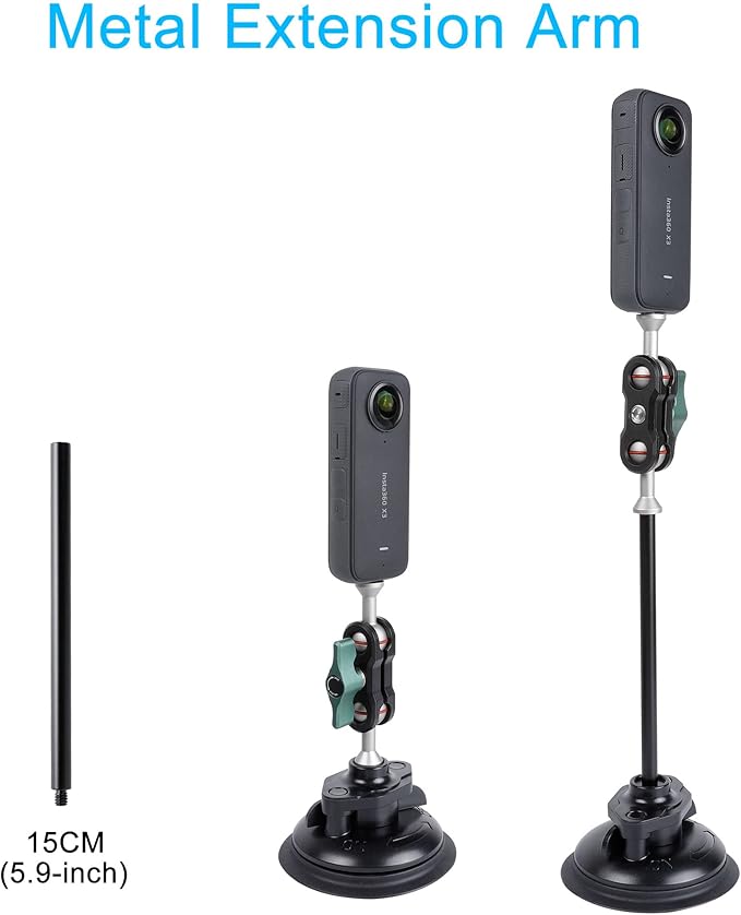 PellKing Camera Suction Cup Mount with Phone Holder and Action Camera Adapter Accessories for Insta360 X5,X4 X3, ONE X2, ONE RS, GoPro Hero 13 12 11 10 9 8 7 6 5 Max, DJI Action 5 4 3 2 etc