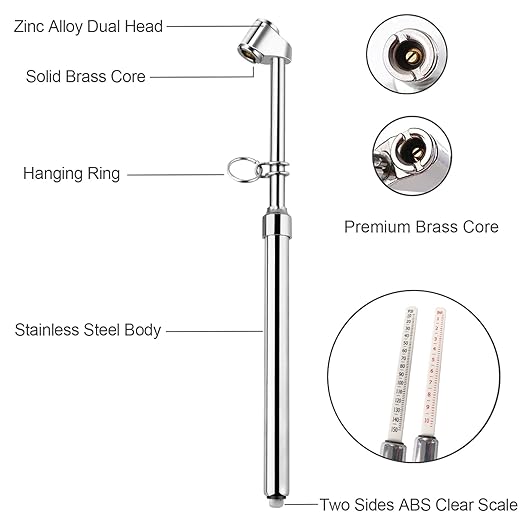 ATsafepro Semi Truck Tire Pressure Gauge, Heavy Duty Tire Gauge Range to 150PSI/10Bar,Dual Head Air Pressure Gauge for RV, Semi, Truck,SUV and Car(Pack of 20)
