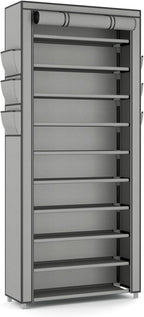 VTRIN Vertical Narrow Shoe Rack Organizer Tall Shoe Rack for Closet Entryway 10 Tier Non-Woven Cover Shoe Shelf Holds 36-41 P