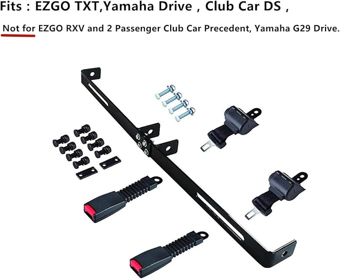 Dr.Acces Universal 2 Passenger Retractable Seat Belts and Bracket Kit for Club Car,EZGO Yamaha etc. Golf Cart