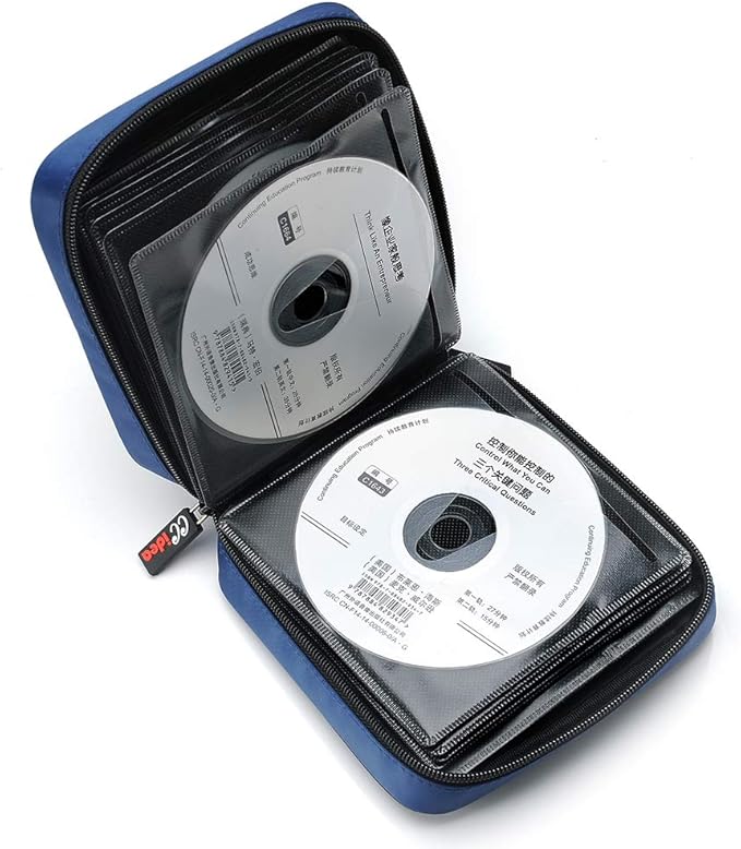 CCidea 40 Capacity CD/DVD Case Holder Portable Disc Wallet Storage Binder Nylon Cd Bag (Blue)