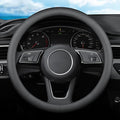 XHRING Car Steering Wheel Cover for Volvo XC90 XC60 S60 XC40 S90 S80 S70 XC70 V90 V70 V60 V50 V40 S50 S40 L200 C70 C30 T5 Momentum B5 R-Design T8 Recharge Accessories, Leather Black 14 ½''-15''
