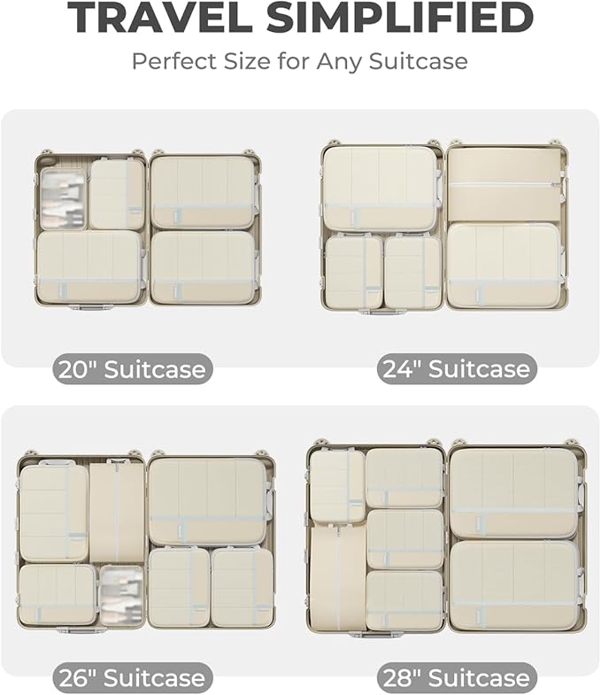 Percover Compression Packing Cubes 10-Piece Set, Packing Cubes Compression for Travel with Toiletry Bag, Laundry Bag & Shoe B
