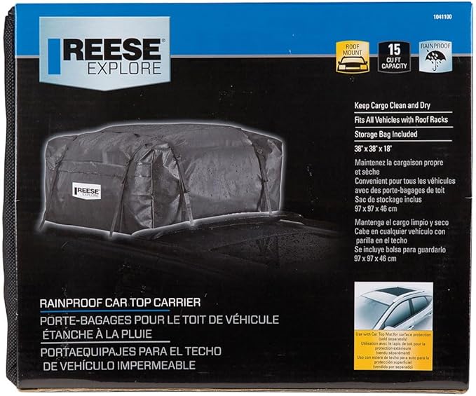 Reese Explore 1041100 Rainproof Car Top Carrier (15 Cubic Feet),Black