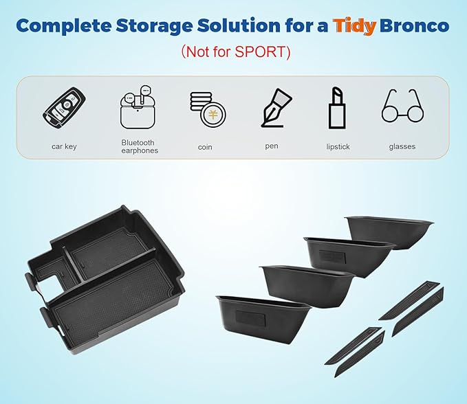 GZSH 2 PCS Trunk Organizers for 2025 Ford Bronco 4 Doors Automatic Transmission ONLY with Center Console Organizer, Door Handle Storage Not for manual transmission (Not for Sport & 2Door)