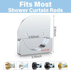 Metal Shower Curtain Rod Holders, Heavy Duty No Drill Adhesive Wall Mount or Screw Brackets, Rustproof Waterproof Rod Support