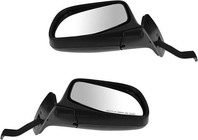 TRQ 2 Piece Driver and Passenger Side Mirror Assembly Set Manual Folding Manual Adjustment Non-Heated No Memory Black Compati