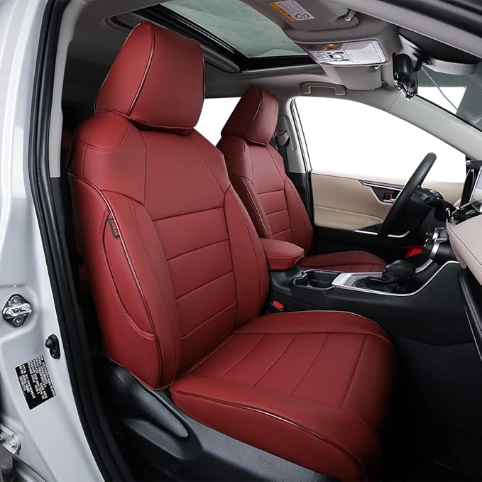 EKR Rav4 Seat Covers Custom Fit for Toyota Rav4(Gasoline) 2019 2020 2021 2022 2023 2024 2025 LE/XLE/XLE Premium/Limited,Leath