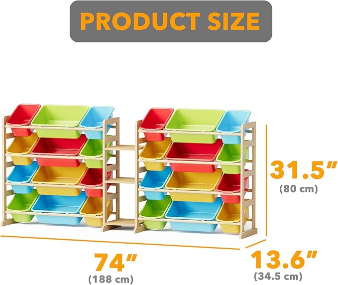 SpaceAid Large Toy Storage Organizer with 24 Bins and 3 Shelves, Toy Organizers Storage Bookshelf, Kids Bin Shelf Box Bookcas