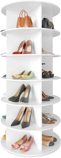 SpaceAid 6 Tier Rotating Shoe Rack Tower, Spinning Shoe Display Lazy Susan, Revolving 360 Shoe Rack Storage Round Carousel, V