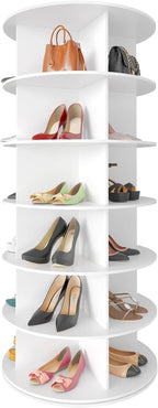 SpaceAid 6 Tier Rotating Shoe Rack Tower, Spinning Shoe Display Lazy Susan, Revolving 360 Shoe Rack Storage Round Carousel, V