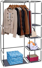67" Freestanding Closet Organizer,Non-Woven Fabric Closet Wardrobe,Portable Covered Garment Rack,Steel Tube Wardrobe Clothes 