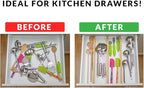 Adjustable Bamboo Drawer Dividers – SMALL SIZE, Expandable 12–16 inch – Spring Loaded Drawer Organizer for Kitchen, Dresser, 