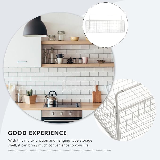 PRETYZOOM Wire Hanging Wall Basket, Wire Metal Organizing Baskets for Kitchen, Bathroom, Space-Saving Wall Mount Organizer (1