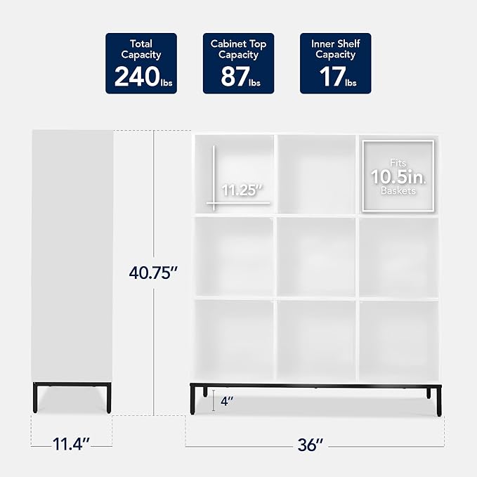 Best Choice Products 9-Cube Bookshelf, 3-Tier Wood Storage Bookcase W/Legs, 11in Shelf Opening, Cube Organizer, Living Room, 