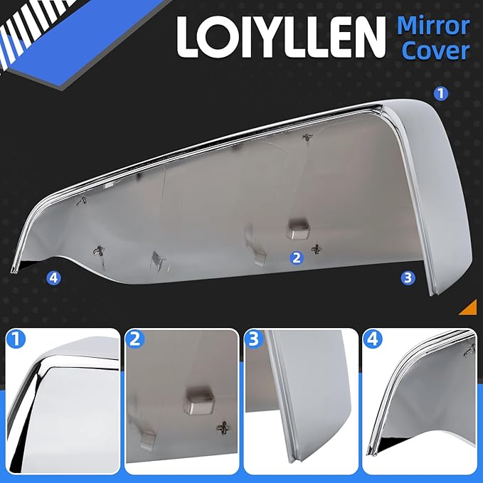 Driver Side Mirror Cover Replacement for Chevrolet Equinox 2018 2019 2020 2021 2022 2023, for GMC Terrain 2018-2023 - Left Side Mirror Covers, Rear View Mirror Cap Accessories Chrome