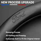 Customized Steering Wheel Cover Compatible with Ford, Premium Nappa Leather&Bright Carbon Fiber Texture Steering Wheel Cover, with Coasters and 3-in-1 USB Fast Charging Cable (Black)