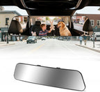 Rear View Mirror, 12 Inch Chrome Anti-glare Panoramic Rear Mirrors Universal Convex Car Interior Clip on Extra Big Wide Angle Rearview Mirror Extender to Reduce Blind Spot for Car SUV Trucks