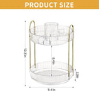 360° Rotating Makeup Organizer, Large-Capacity Skincare Make Up Storage 2 Tier Perfume Organizers Cosmetic Dresser Organizer 