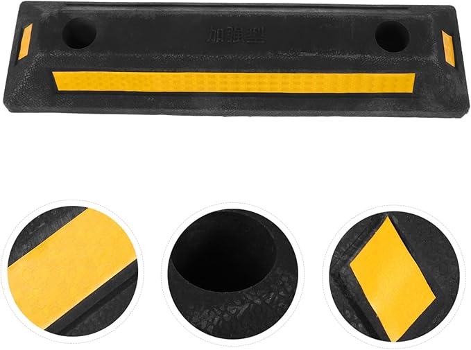 Heavy-Duty Rubber Parking Guide Stopper Reflective Garage Car Stopper for Driveway Compact Slip Design Vehicle Parking Block for Garage Accessory