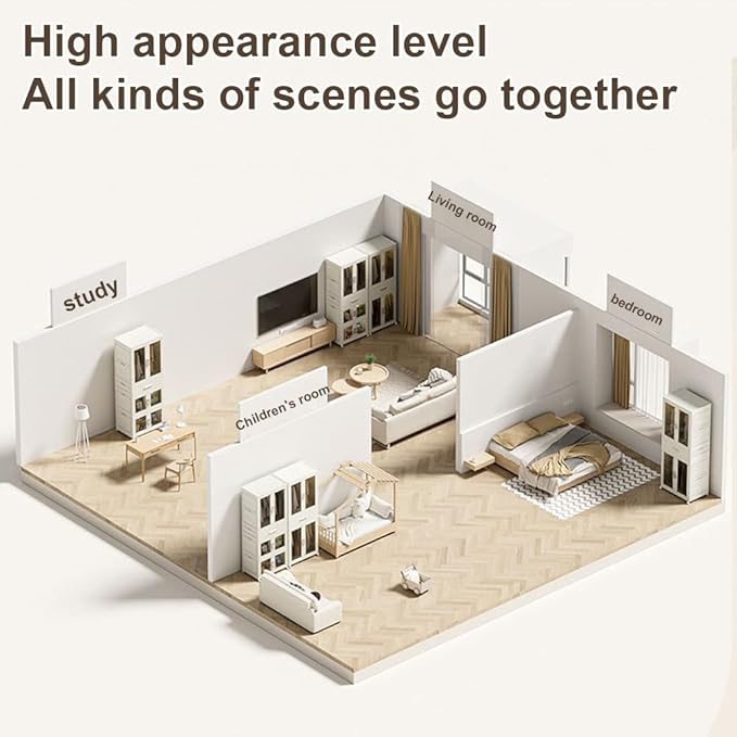 Stackable Storage Bins with Lids, Portable Closet Storage Organizer with Door, Hanging Rod & Wheels, Foldable Wardrobe Closet