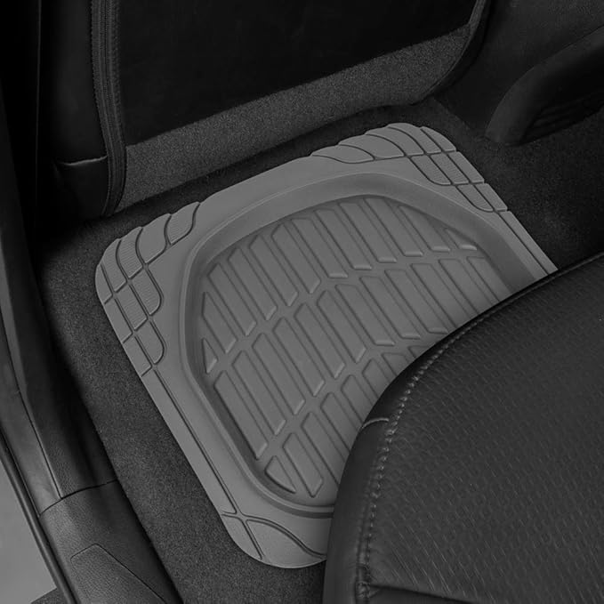 Cat® ToughRide™ Heavy-Duty 4 Piece Rubber All Season Floor Mats for Car Truck Van SUV, Black - Premium Trim to Fit Cars Floor Mat, All Weather Deep Dish Automotive Floor Mats, Total Dirt Protection