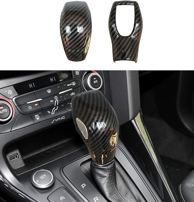 ruihe Car Gear Shift Knob Cover Carbon Fiber Color Sticker Trim Fit for Ford Focus Fiesta Fusion Escape C-Max Transit-150 Tra