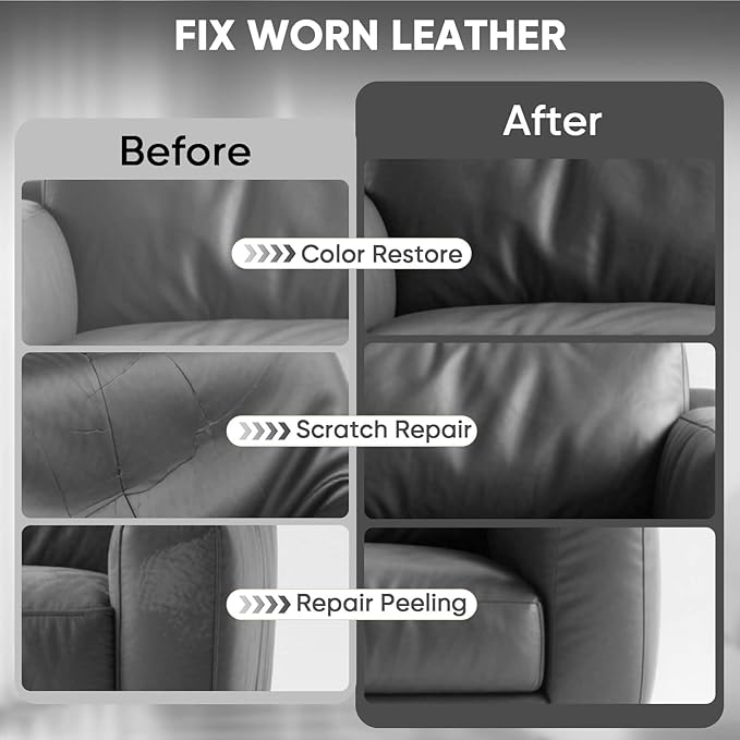 Leather Recoloring Balm - Scratch Repair & Color Restore Kit for Faded Leather, Leather Couch & Car Seats - 10OZ Leather Rest