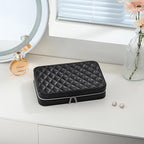 Lolalet Travel Jewelry Case for Women Girls, Travel Jewelry Organizer Box with Mirror & Clear Storage Bag, Small Portable Ear
