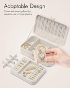 Vlando 2 Layer Jewelry Box,Jewelry Organizer Storage Lockable Earring Organizer Removable Jewelry Tray with Watch Pillow for 