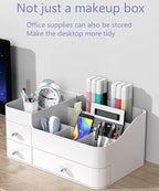 MIUOPUR White Makeup Organizer for Vanity, with 3 Drawers, Large Capacity, Ideal for Make up, Cosmetic, Skin care, Suitable f