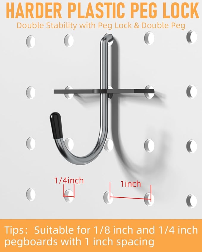 INCLY Pegboard Hooks Set for Hanging Tools, 206PCS Heavy Duty Peg Hook Hanger & Holder Fit 1/4 1/8 Inch Pegboard for Craft As