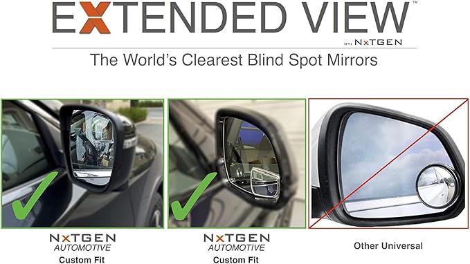 Custom Blind Spot Mirrors - Extended View, Compatible with 2019-2022 Ford Ranger
