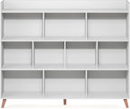 Furinno Claude Book Shelf, 10-Cube Mid Century Style Bookshelf, Bookcase, Storage Organizer with Wood Legs, 9.4" x 55.1" x 45