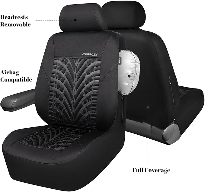CAR PASS Neoprene Waterproof Seat Covers,Wetsuit Car Seat Covers Front Seats Universal Fit for Vans, Truck, SUV Two Front Onl
