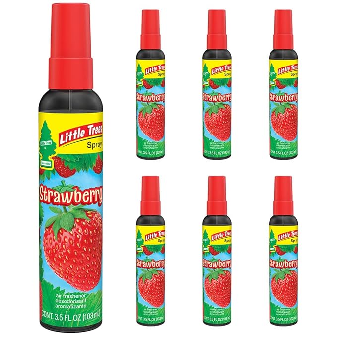 LITTLE TREES Car Air Freshener | Spray Provides a Long-Lasting Scent for Auto or Home | On-the-go Freshness | Strawberry, 6 A