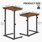 HOOBRO Floating Shelves and C Shaped End Table, 15 Inch Wall Shelf Set of 2, Adjustable Height Side Table for Sofa, Couch Tab
