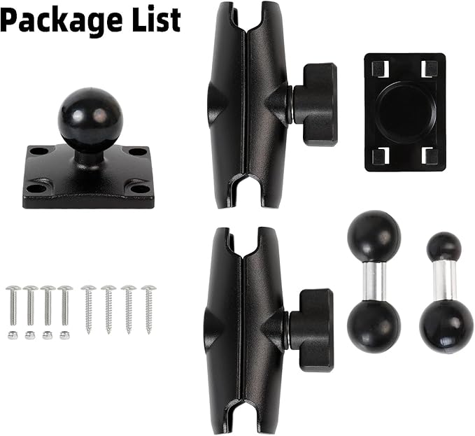 Extended Dual Arm Car Mount for CarPlay Screen - Aluminum Alloy Arm & AMPS Square Plate Base, Drill CarPlay Mount for Truck Vehicle