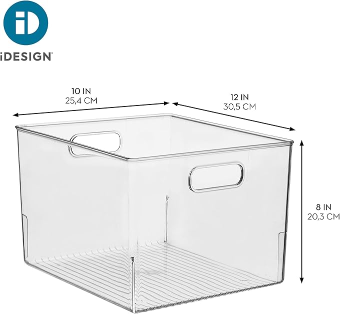 iDesign Storage Bins with Handles - Organize Kitchen, Bathroom, or Home Office - Set of 8 - Clear