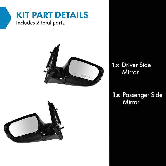 TRQ 2 Piece Driver and Passenger Side Mirror Assembly Set Electric Adjustment Heated No Memory Black Compatible with 2013-201