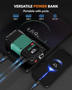 Portable Car Jump Starter with Air Compressor - 3000A/150PSI, 12V Portable Jump Box for 5.0L Diesel & 8.0L Gas, Compact Battery Jump Pack, Extended Smart Jumper Cables, USB Outputs, and Lights