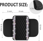 NBTEPEM Bling Car Center Console Cover, Leather Car Arm Rest Cover Cushion with 2 Storage Bags, Universal Auto Armrest Protector Storage Box, Bling Accessories Interior for Most Vehicles (Multicolor)