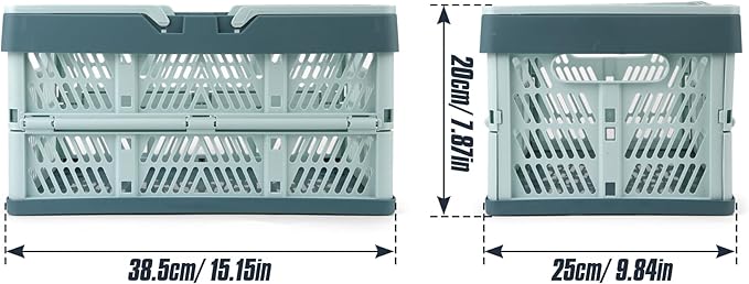 Domiella 2-Pack Foldable Storage Baskets, Collapsible PP Crates with Handles - 20L Capacity, Strong and Portable for Home Org