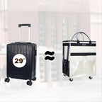 Reusable Grocery Bag On Wheels Shopping Trolley with 8 Pockets and Zipper Cover Foldable Rolling Tote, Heavy Duty Handles, Carries Up to 66 LBS (Large, Beige)