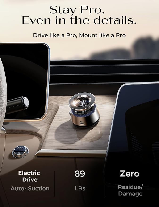 LISEN Suction Phone Mount【2026 Auto Vacuum 3.0】, 360 Adjustable Magnetic Phone Holder for Car Dashboard Universal Magsafe Accessories Gifts for Men Women for iPhone 17 Pro Max Air 16 15 14 13 12