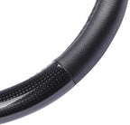 BDK Carbon Fiber Steering Wheel Cover White Vinyl with Fiber Accent - Black Carbon, 14.5-15 inch
